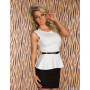 Hvit peplum topp med belte